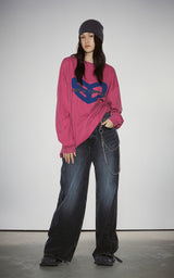 BLUR HEART LONG SLEEVE_VINTAGE RED