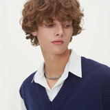 LAMBSWOOL V NECK KNIT VEST_NAVY (6612831797366)