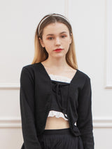 lace cardigan t-shirt black (6688676315254)