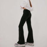 モヘアブーツカットバンディングパンツ/MOHAIR BOOTS CUT BANDING PANTS, BLACK