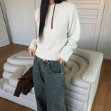 Adieu pastel gradation mix round long sleeve knit