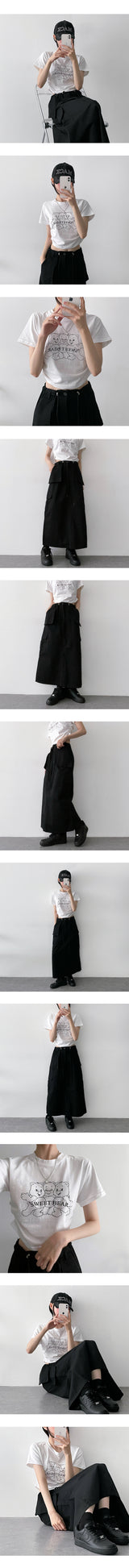 キャリックサイドシャーリングストリングクロップド半袖Tシャツ / Carrick Side Shirring String Cropped Short-Sleeved T-Shirt