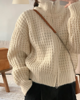 [YELLOMOI]  waffle to way zipup - knit