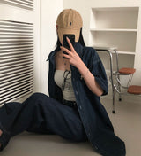 ビンテージステッチデニムオーバーフィットシャツドレス