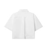 PRIVÉ クロップ半袖シャツWITHメタルロゴ - WHITE