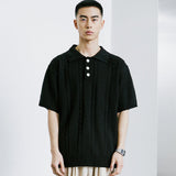 チェーンケーブルカラーハーフニット / CHAIN CABLE COLLAR HALF KNIT BLACK