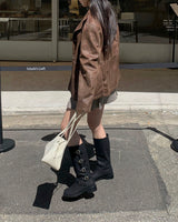 Belted long boots