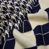 チェックニットベスト / Argyle & hound check knit vest navy