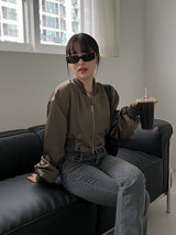 サテン クロップ アビエーション ジャンパー / Satin Crop Aviation Jumper (2color)
