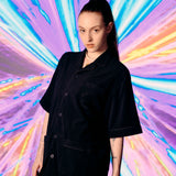 パイピングテリーショートスリーブシャツ/[UNISEX] Piped Terry Short-Sleeved shirt (Black)