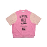 レザースリーブケーブルニットセーター/[UNISEX] Leather-Sleeve Cable-Knit Sweater (Pink)