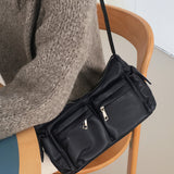 Luno two-pocket leather cross shoulder bag