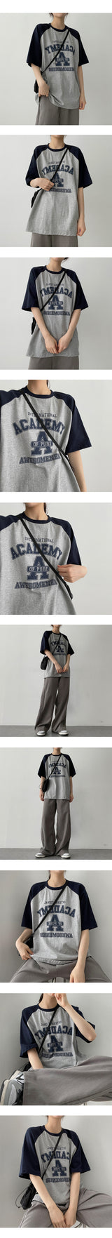 Pure color raglan short-sleeved T-shirt
