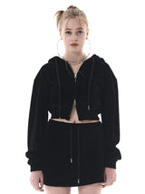 ベルベットクロップドフーディー/22 VELVET CROPPED HOODY