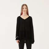 V-NECK KNIT TOP (BLACK) (6579698008182)