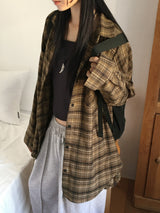 Gaten brushed check long-sleeved shirt