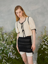 リンクルリボンパフブラウス / Wrinkle Ribbon Puff Blouse (2colors)