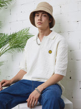 ウェービングパターンピケシャツ/WEAVING PATTERN KNIT PIQUE SHIRT OFF WHITE (6586891763830)