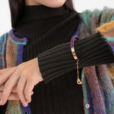 ニッティングウィズドロップチェーンバングルブレスレット/Knitting with drop chain bangle bracelet (Gold)
