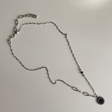 bjj ダブルサイドマザーオブパールオニキスコインビーズネックレス/bjj Double-sided mother-of-pearl onyx Coin Beads Necklace