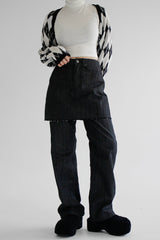 スカートレイヤードデニムパンツ / no.7713 Skirt Layered Denim Pants