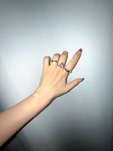 Silver pink angel beam ring