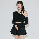 ホルターアンフテッドクロップTシャツ / (9067) Halter Unfooted Crop Tee