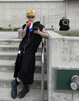 No.9585 C hood sleeveless ZIP-UP (3color)