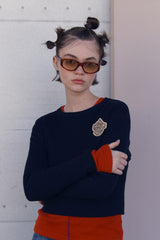 EMBLEM WAPPEN ROUND NECK KNIT [NAVY]