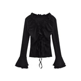 Frill shirring strap blouse