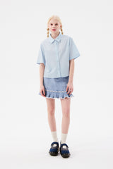 モノチェリークロップショートスリーブシャツ / MONO CHERRY CROP SHORT SLEEVE SHIRT [SKY]