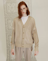 WAFFLE FISHNET CARDIGAN BEIGE (6691444588662)