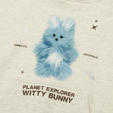 ウィティーバニープラネットエクスプローラークロップフーディー / WITTY BUNNY PLANET EXPLORER CROP HOODIE [OATMEAL]