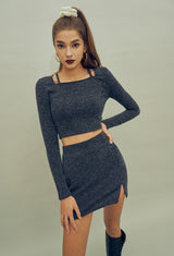 スクエアネックストラップクロップドトップス /  HIDE Strap Top (4606072160374)
