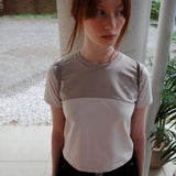 カーブクロップT / CURVE CROP TEE_BEIGE