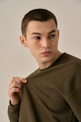 LETTERING LOGO BASIC SWEATSHIRT - KHAKI