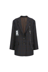 06ウールチェッククロスジャケット / 0 6 wool check cross jacket (4579932012662)