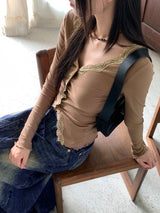 Romin lace long-sleeved cardigan