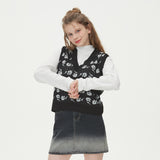 FLOWER JAQUARD KNIT VEST_BLACK (6610819874934)