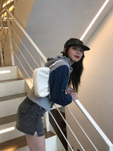 Arlo denim knit zip up