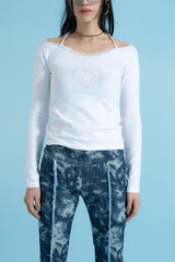 Off Shoulder Rhinestone Top/オフショルダーラインストーントップ (4397426344054)