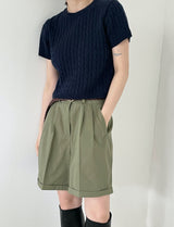 Twisted knitwear short-sleeved