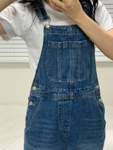 フレンチワイドデニムオーバーオールサスペンダージャンプスーツ / French wide denim overalls suspenders jumpsuit