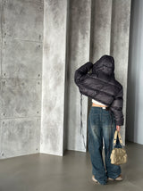 reversible duck down double-sided crop padded coat