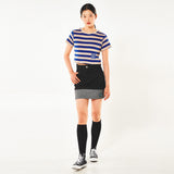 フェンススイングデニムミニスカート / FENCE SWING DENIM MINI SKIRT (BLACK)
