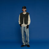 2トーンフリースベスト/TWO TONE FLEECE VEST_MIX KHAKI