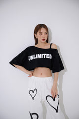 アンフッテッドオフショルダークロップTシャツ / TOP(9363) Unfooted Off Shoulder Crop