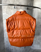 Oversized fit leather padded vest
