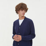 LAMBSWOOL V NECK CARDIGAN_NAVY (6612829012086)
