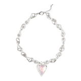 Venetian heart glass pearl necklace